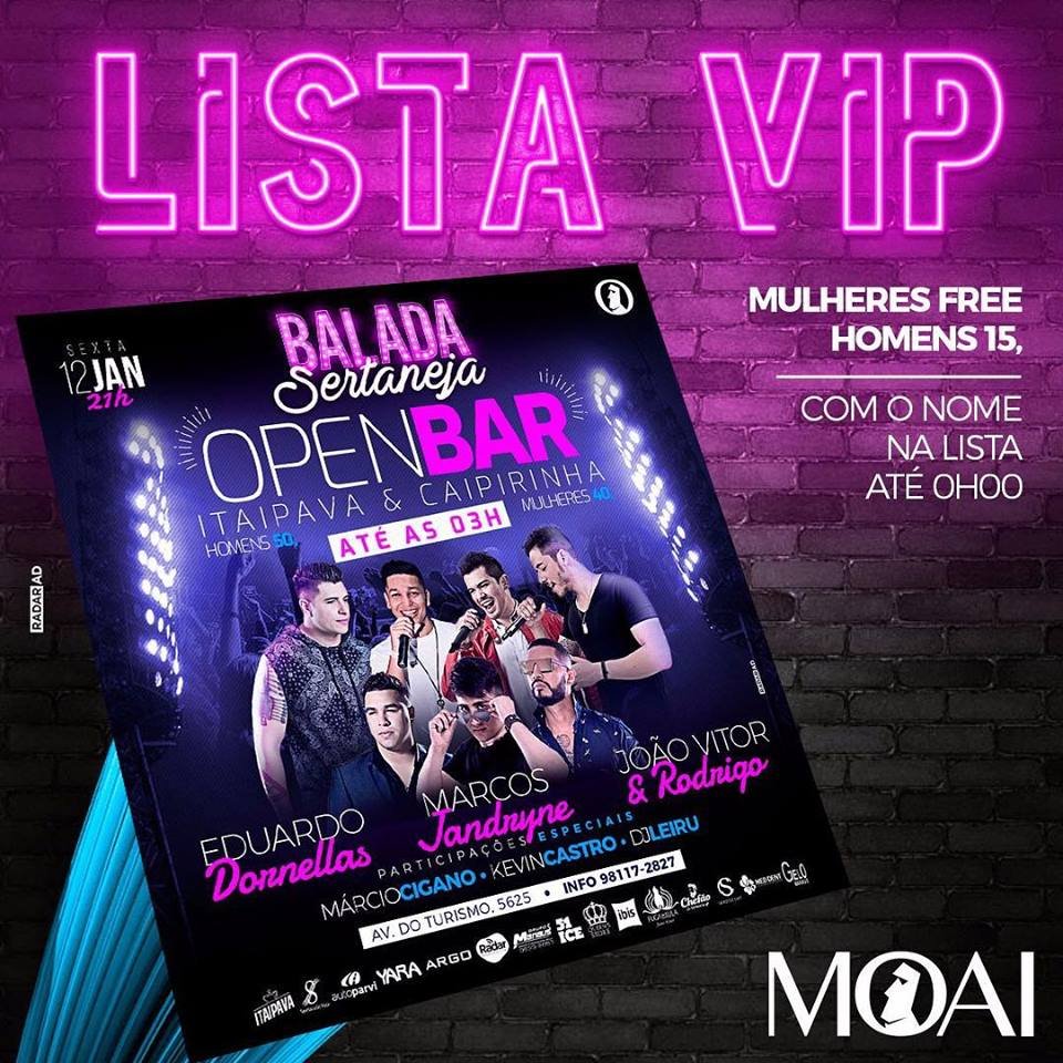 “Balada Sertaneja Open Bar” acontece nesta sexta no Moai
