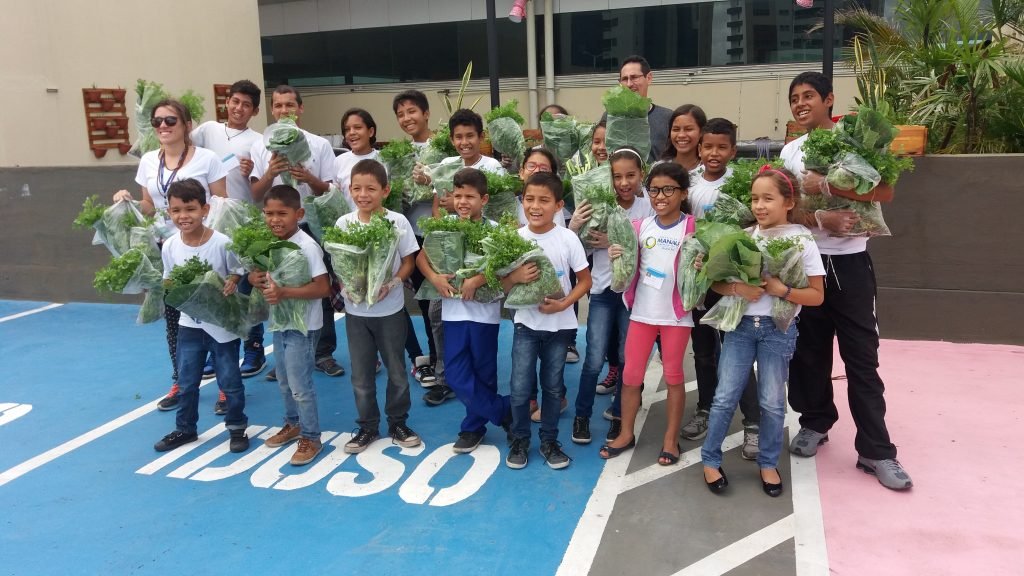 Escola municipal participa da primeira colheita de alimentos orgânicos no Manauara Shopping