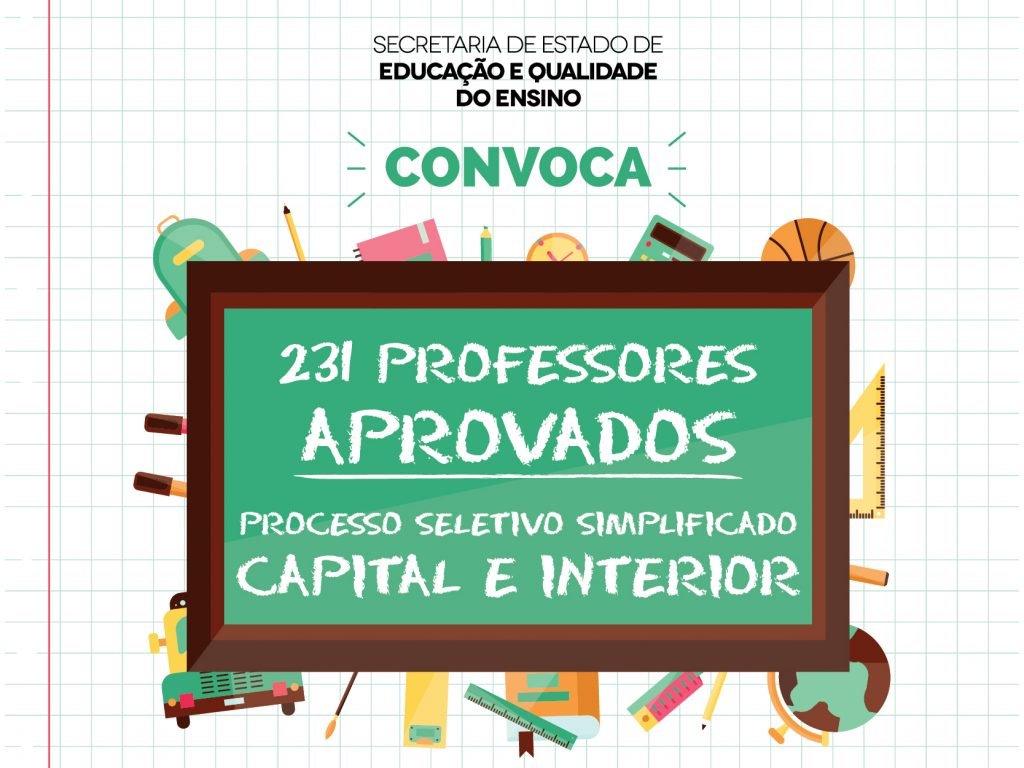 Seduc convoca 231 professores aprovados em Processo Seletivo Simplificado, veja lista